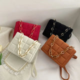 Winter Chain Handbags For Women Square Female Pu Leather Shoulder Bag