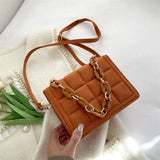 Winter Chain Handbags For Women Square Female Pu Leather Shoulder Bag