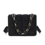Winter Chain Handbags For Women Square Female Pu Leather Shoulder Bag
