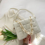 Winter Chain Handbags For Women Square Female Pu Leather Shoulder Bag