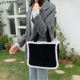 Corduroy Women Handbags Furry Shoulder Bags Large Capacity Tote