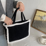 Corduroy Women Handbags Furry Shoulder Bags Large Capacity Tote