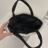 Corduroy Women Handbags Furry Shoulder Bags Large Capacity Tote