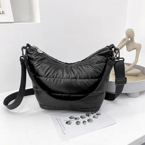 Women's Fluffy Down Crossbody Bag Solid Quilted Shoulder Tote
