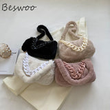 Winter Fluffy Fur Women Shoulder Bag Chain Plush Handbags