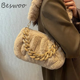 Winter Fluffy Fur Women Shoulder Bag Chain Plush Handbags