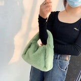 Winter Hobos Crossbody Bags for Women Faux Fur Ladies Tote Purse