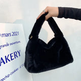 Winter Hobos Crossbody Bags for Women Faux Fur Ladies Tote Purse