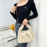 Winter Hobos Crossbody Bags for Women Faux Fur Ladies Tote Purse