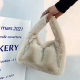 Winter Hobos Crossbody Bags for Women Faux Fur Ladies Tote Purse