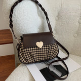 Winter Houndstooth Pattern Ladies Shoulder Bags Women's Pu Leather