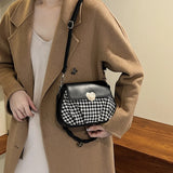 Winter Houndstooth Pattern Ladies Shoulder Bags Women's Pu Leather