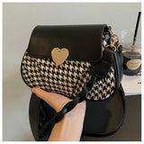 Winter Houndstooth Pattern Ladies Shoulder Bags Women's Pu Leather
