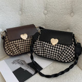 Winter Houndstooth Pattern Ladies Shoulder Bags Women's Pu Leather
