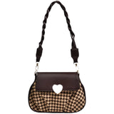 Winter Houndstooth Pattern Ladies Shoulder Bags Women's Pu Leather