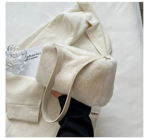 Winter Plush Shoulder Bag for Women Furry Totes Bag Ladies