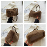 Winter Plush Shoulder Bag for Women Furry Totes Bag Ladies