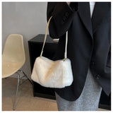 Winter Plush Shoulder Bag for Women Furry Totes Bag Ladies