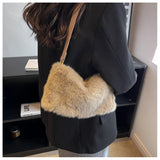 Winter Plush Shoulder Bag for Women Furry Totes Bag Ladies