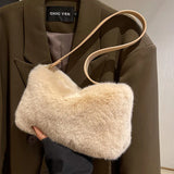 Winter Plush Shoulder Bag for Women Furry Totes Bag Ladies