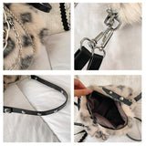 Winter Plush Underarm Shoulder Bag Chains Totes Bag Fur Crossbody Purse