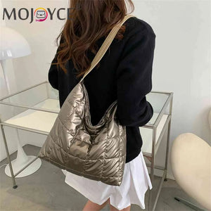 Winter Shoulder Bag Large-capacity Cotton Padded Top-handle Bag