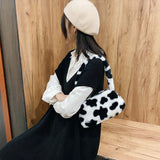 Plush Shoulder Bag Soft Warm Fur Tote Purse For Women
