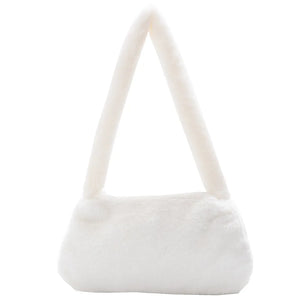 Soft Plush Shoulder Bag for Women, Warm Winter Handbag