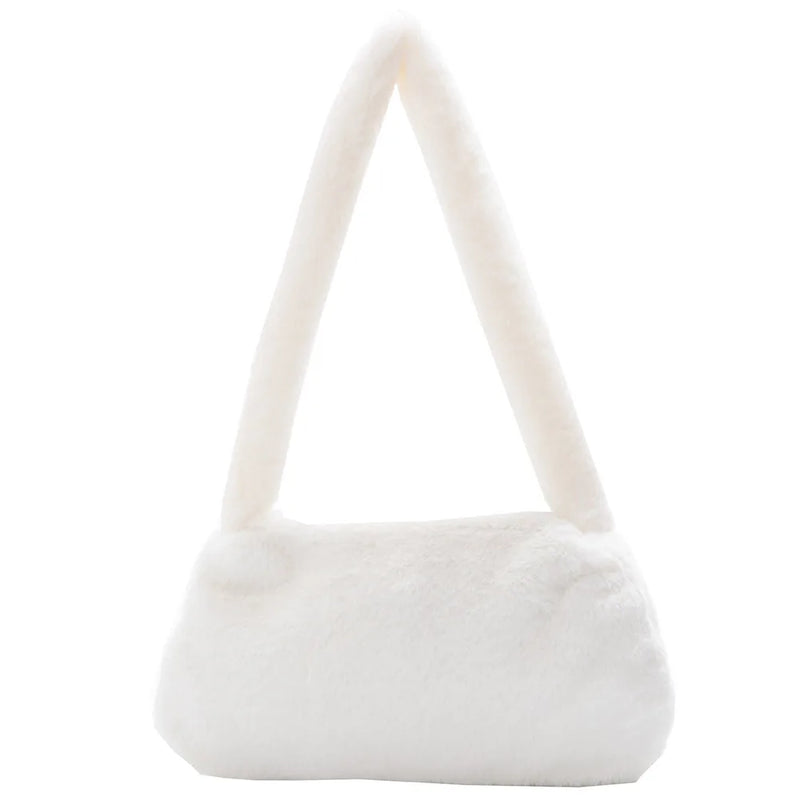 Soft Plush Shoulder Bag for Women, Warm Winter Handbag