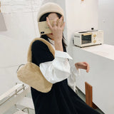 Soft Plush Shoulder Bag for Women, Warm Winter Handbag