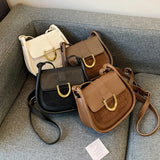 Winter Leather Shoulder Bag Solid Saddler Female Crossbody Bag