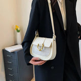 Winter Leather Shoulder Bag Solid Saddler Female Crossbody Bag