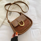 Winter Leather Shoulder Bag Solid Saddler Female Crossbody Bag
