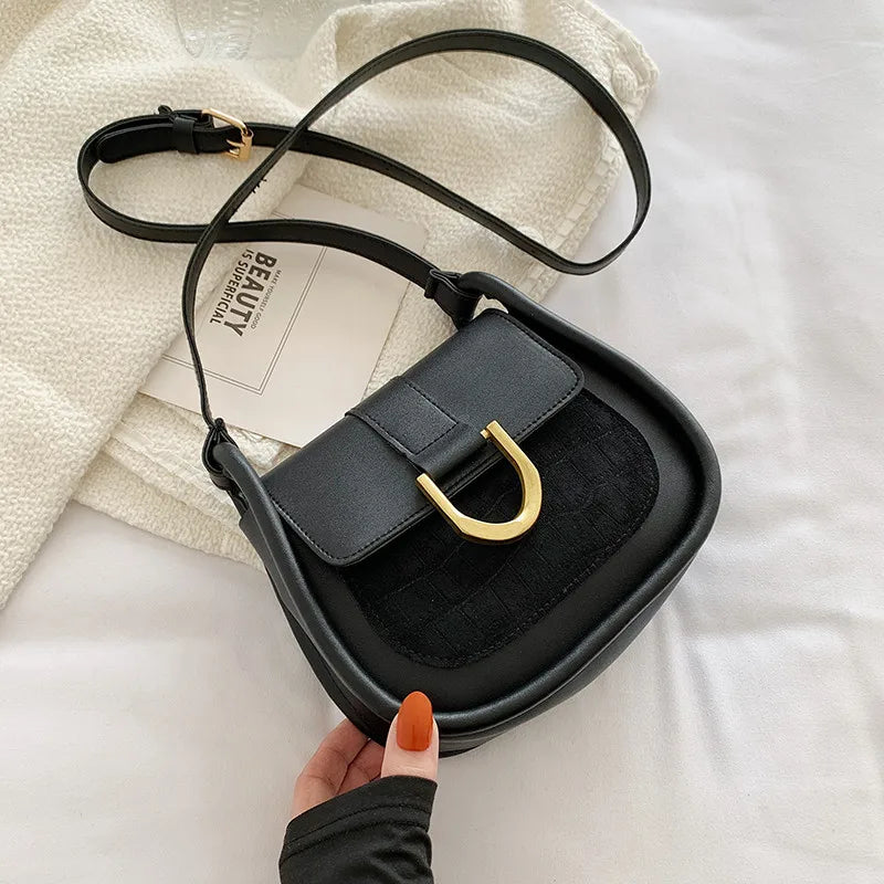 Winter Leather Shoulder Bag Solid Saddler Female Crossbody Bag