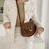 Winter Leather Shoulder Bag Solid Saddler Female Crossbody Bag