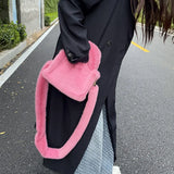 Winter Soft Plush Shoulder Bag Faux Furry Tote Handbag Solid Female Girls