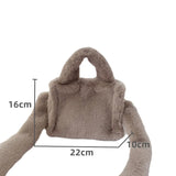 Winter Soft Plush Shoulder Bag Faux Furry Tote Handbag Solid Female Girls