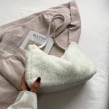 Winter Faux Fur Shoulder Bag for Women Soft Plush Tote Purse
