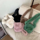 Winter Women Soft Plush Shoulder Bags Faux Furry Ladies Tote Purse Handbags
