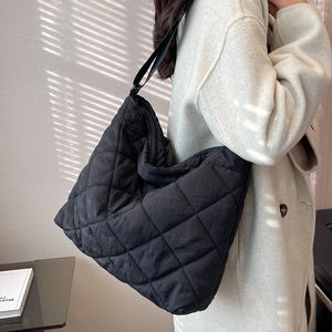 Winter Women's Commute Handbag Soft Nylon Padded Shoulder Crossbody Bags