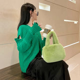Women's Faux Fur Shoulder Bag Soft Plush Top-handle Tote Bags Small Purse