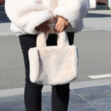 Winter Women's Faux Fur Shoulder Bag Large Capacity Soft Plush Tote Bag