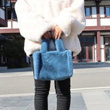 Winter Women's Faux Fur Shoulder Bag Large Capacity Soft Plush Tote Bag