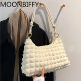 Winter Women's Shoulder Bag Soft Cotton Underarm Bag Plaid Handbag
