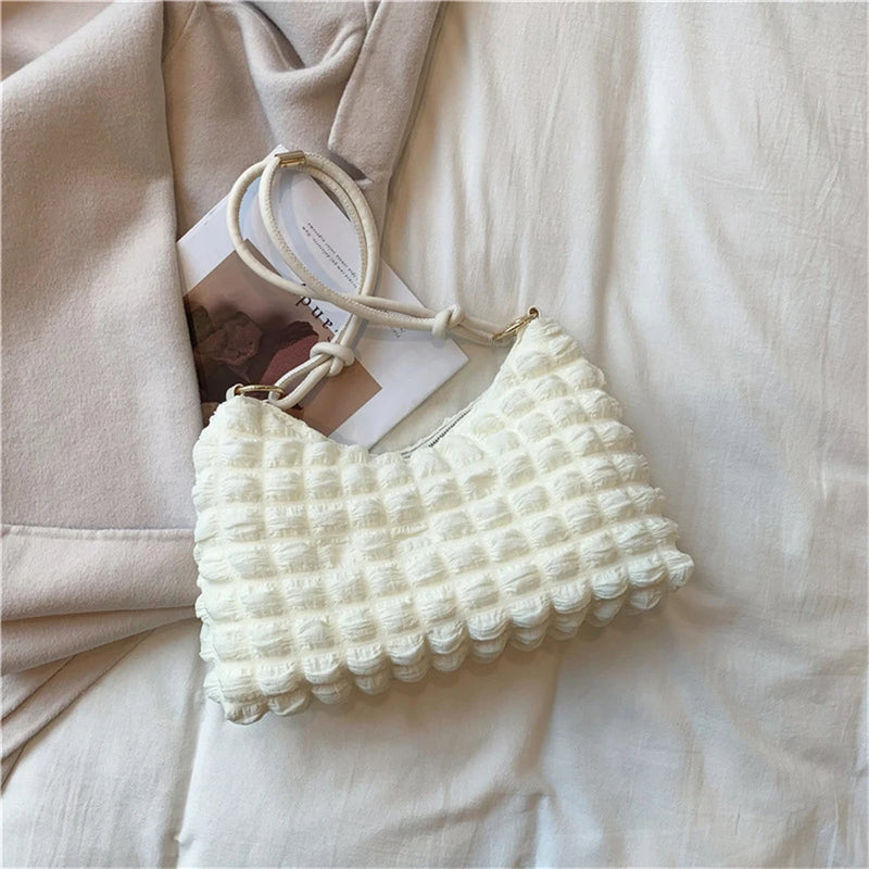 Winter Women's Shoulder Bag Soft Cotton Underarm Bag Plaid Handbag