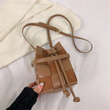 Women's Winter Woven Bucket Shoulder Bag Handbag