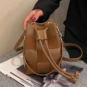 Women's Winter Woven Bucket Shoulder Bag Handbag