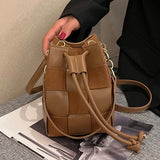 Women's Winter Woven Bucket Shoulder Bag Handbag