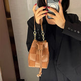 Women's Winter Woven Bucket Shoulder Bag Handbag