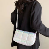Winter Tote Bag Quilted Check Commute Casual Nylon Soft